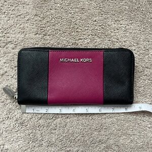 Michael Kors Black and Pink Large Wallet